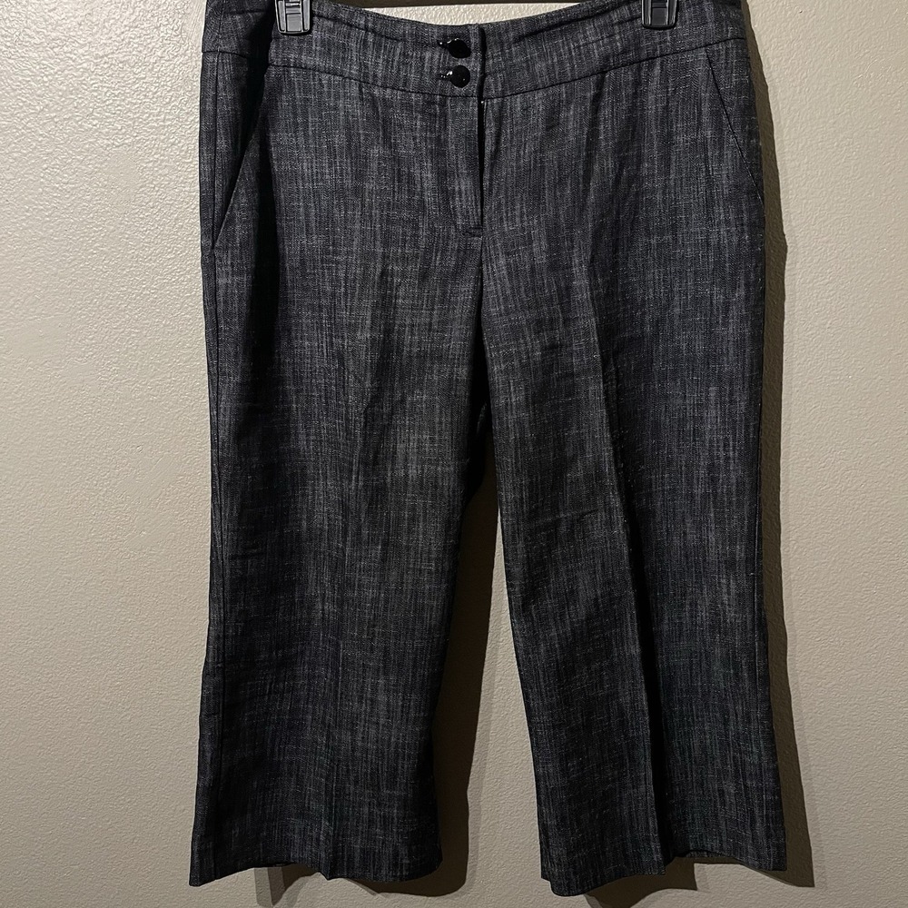 Sandro Sportswear Wide‎ Leg Capri Pants Gray/Black Textured Classy Elegant Sz 16